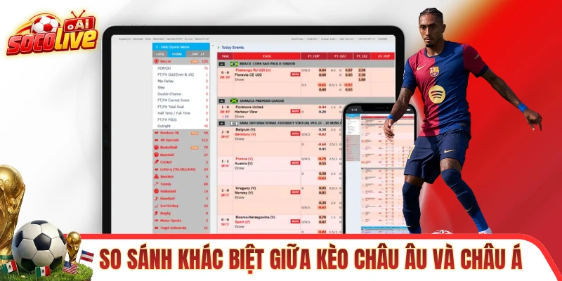So sánh khác biệt giữa kèo châu Âu và châu Á